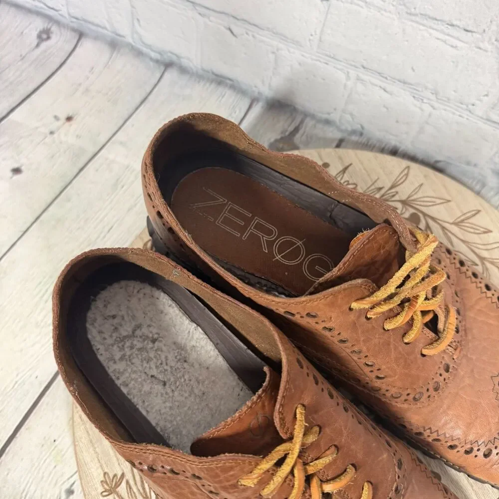 Cole Haan Zerogrand Wingtip Oxford Shoes Men 10.5 Brown Leather Brogue Comfort